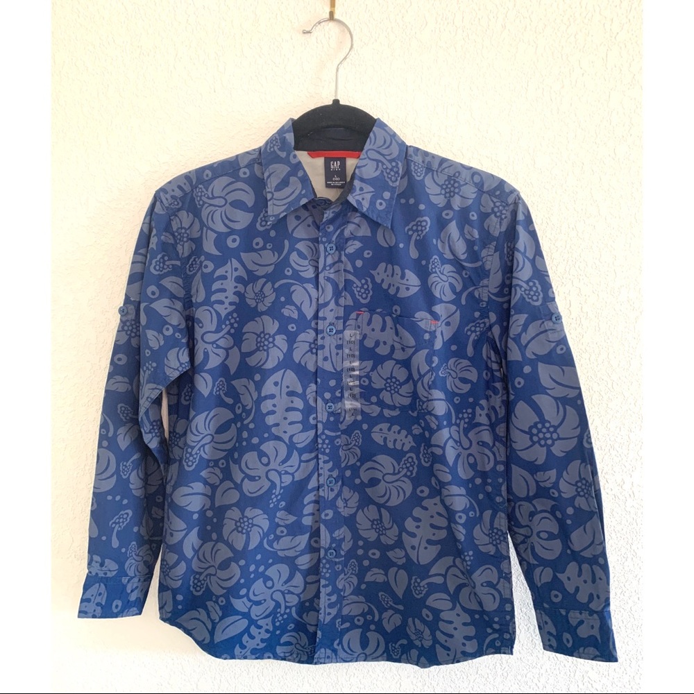 GAP Kids Hawaiian print collared shirt size large